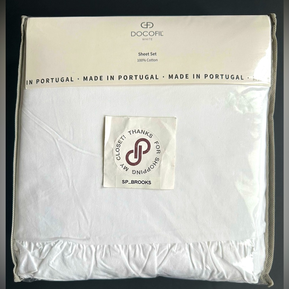 🎁Docofil White Made in Portugal Sheet Set - Queen Size - 100% Cotton - White